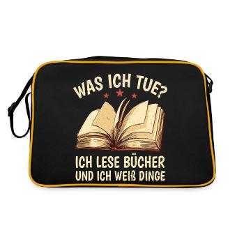 Buch Bücherwurm Geschenkidee Leseratte Literatur - Retro Tasche - Schwarz/Gold - Hinten