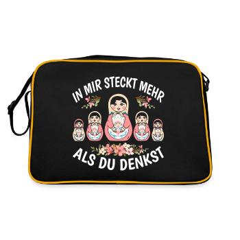 Matrjoschka Puppe Babushka Souvenir Lustig - Retro Tasche - Schwarz/Gold - Hinten