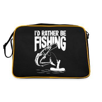 Ich würde lieber Angeln Liebhaber lustig Fischer - Retro Tasche - Schwarz/Gold - Hinten