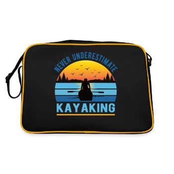 Kajak Kayak Kayak Rétro Vintage Coucher de soleil Paddle - Sac Retro - noir/or - Dos