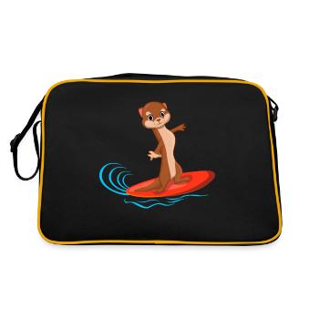 Surfer Surfboard Otter Lovers Sea Animal - Retro Bag - black/gold - Back