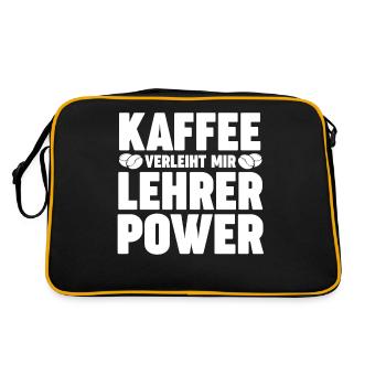 Kaffee Schullehrer Lehrer - Retro Tasche - Schwarz/Gold - Hinten
