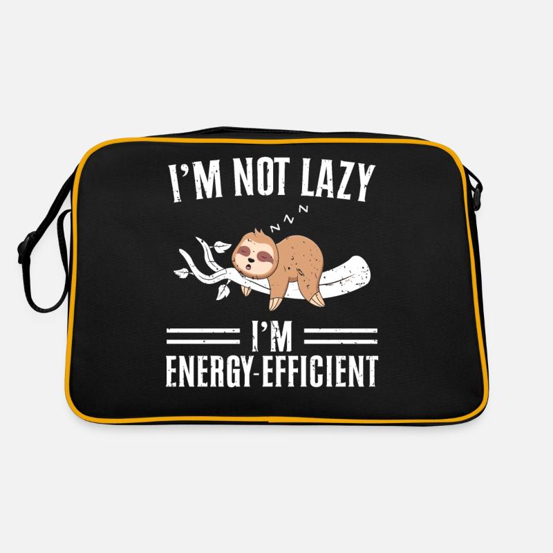 I ́m not lazy I ́m energy efficient - Retro Bag - black/gold