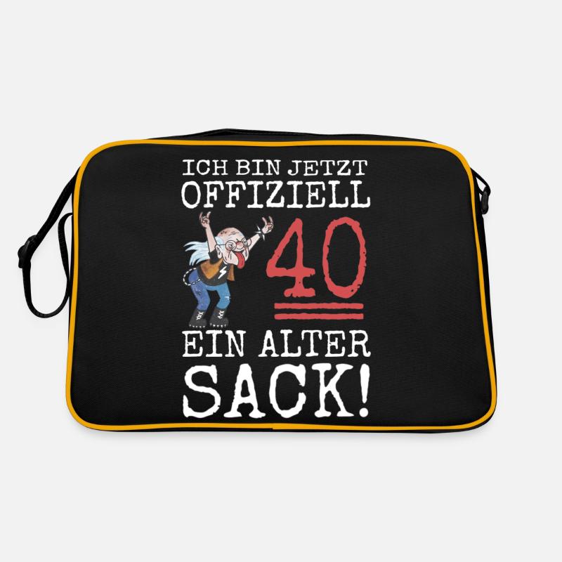 40. Geburtstag Mann 40 Jahre Alter Sack Geschenk - Retro Tasche - Schwarz/Gold