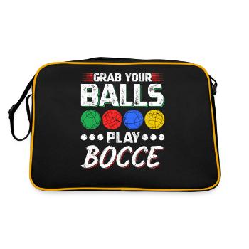 Grab Your Bocce Balls, Funny Bocci - Retro Tasche - Schwarz/Gold - Hinten