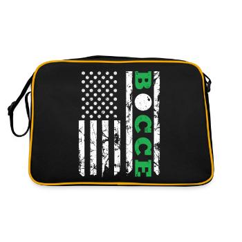 Bocci American Flag, Vintage Patriotic Bocce Ball - Retro Tasche - Schwarz/Gold - Hinten