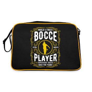 Worlds Finest Bocce Ball Player, Funny Bocci - Retro Tasche - Schwarz/Gold - Hinten