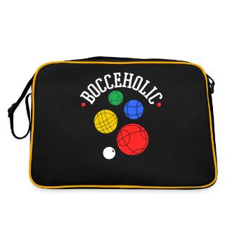 Bocce Ball Player, Bocceholic, Funny Bocci - Retro Tasche - Schwarz/Gold - Hinten