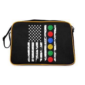 Bocci American Flag, Vintage Patriotic Bocce Ball - Retro Tasche - Schwarz/Gold - Hinten