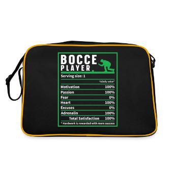 Bocce Ball Player Nutrition Facts, Funny Bocci - Retro Tasche - Schwarz/Gold - Hinten