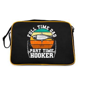 Full-time dad part-time dad fishing father's day - Retro Bag - black/gold - Back