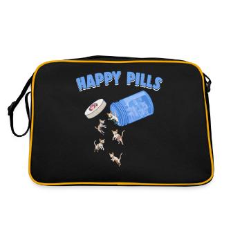 Happy Pills Devon Rex Cat Drôle d’amoureux chaton - Sac Retro - noir/or - Dos