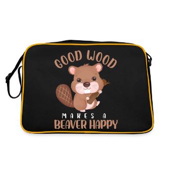 Good Wood Makes a Beaver Happy - Retro Tasche - Schwarz/Gold - Hinten