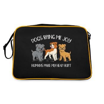 Joy to me humans bring dogs - Retro Bag - black/gold - Back