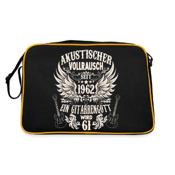 Musiker Geburtstag Gitarristen Rocker geboren 1962 - Retro Tasche - Schwarz/Gold - Hinten