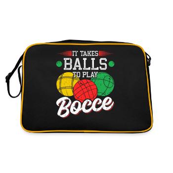 It Takes Balls To Play Bocce, Funny Bocci - Retro Tasche - Schwarz/Gold - Hinten