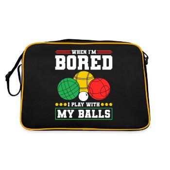 I Play With My Bocce Balls, Funny Bocci - Retro Tasche - Schwarz/Gold - Hinten