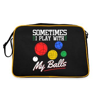 Sometimes I Play With My Bocce Balls, Funny Bocci - Retro Tasche - Schwarz/Gold - Hinten