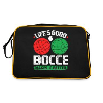 Life's Good Bocce Makes It Better, Funny Bocci - Retro Tasche - Schwarz/Gold - Hinten