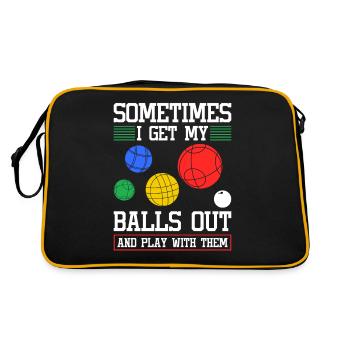 Sometimes I Get My Bocce Balls Out, Funny Bocci - Retro Tasche - Schwarz/Gold - Hinten