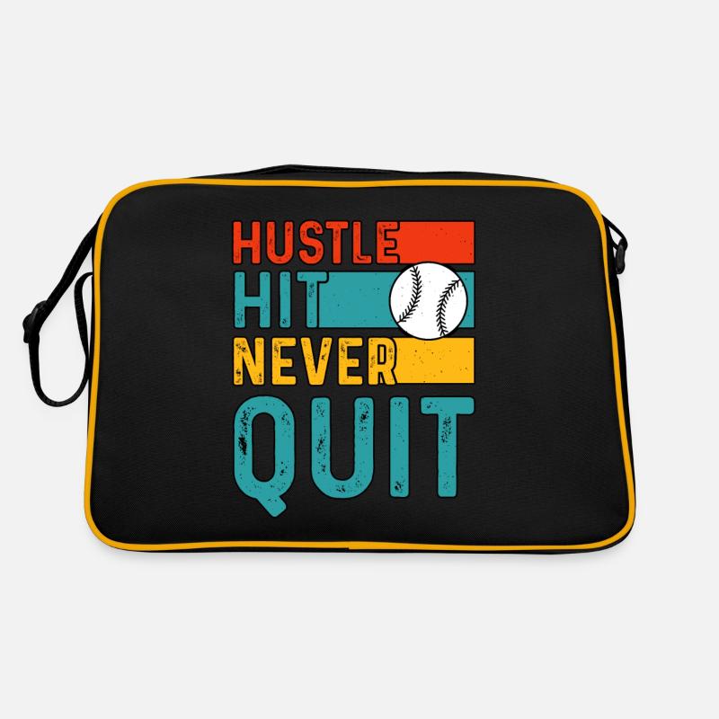 Hustle Hit Never Stop Baseball Retro Tasche