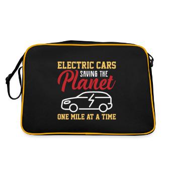 Electric cars save the planet - one mile - Retro Bag - black/gold - Back