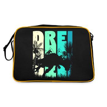 Pachycephalosaurus 3 Jahre Alt Junge 3. Geburtstag - Retro Tasche - Schwarz/Gold - Hinten