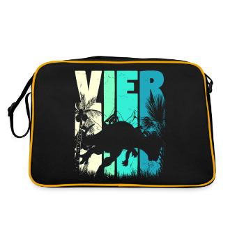 Pachycephalosaurus 4 Jahre Alt Junge 4. Geburtstag - Retro Tasche - Schwarz/Gold - Hinten