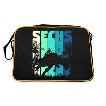 Pachycephalosaurus 6 Jahre Alt Junge 6. Geburtstag - Retro Tasche - Schwarz/Gold - Hinten