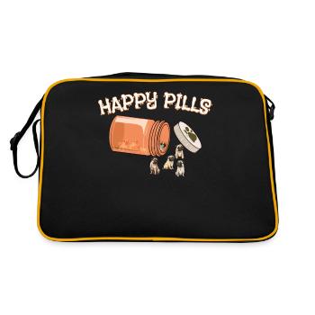 Pilules heureuses Carlin Drôle drôle d’amoureux des chiens Humour Pharmacie Jeu de mots - Sac Retro - noir/or - Dos
