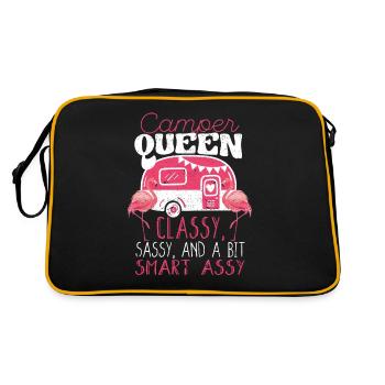 Camper Queen Elegant Frech Klug Witzig Frauen - Retro Tasche - Schwarz/Gold - Hinten
