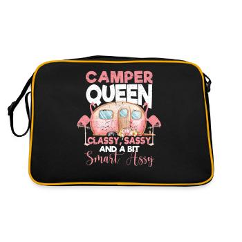 Camper Queen Elegant Frech Klug Witzig Frauen - Retro Tasche - Schwarz/Gold - Hinten