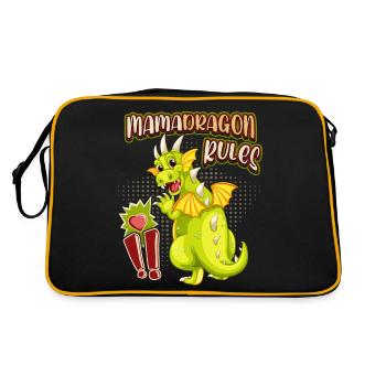 Mama Dragon, Mamadragon, drôle de dicton de fête des mères - Sac Retro - noir/or - Dos