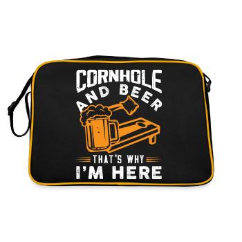 Cornhole et la bière, c’est pourquoi je suis ici - Sac Retro - noir/or - Dos