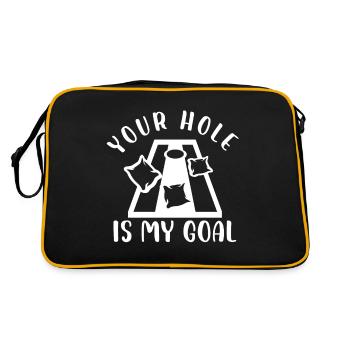 Your Hole is My Goal | Cornhole - Retro Tasche - Schwarz/Gold - Hinten