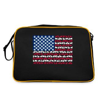 American Flag Cat Paws Cute Animal - Retro Bag - black/gold - Back