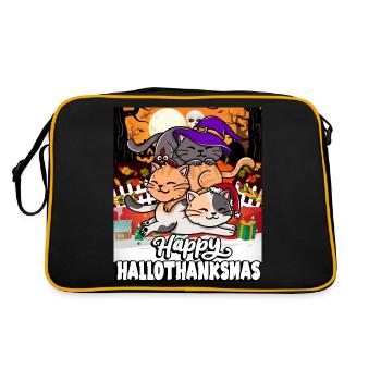 Joyeux Hallothanksmas Holiday Cat Fur - Sac Retro - noir/or - Dos