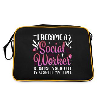 I Became a Social Worker Because Your Life is - Retro Bag - black/gold - Back