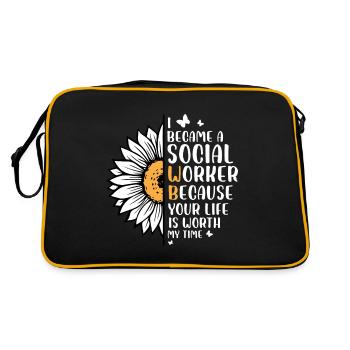 I Became a Social Worker Because Your Life is - Retro Bag - black/gold - Back