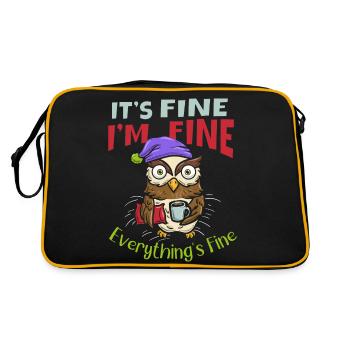ist gut bin Ich Alles Kaffee Eule - Retro Tasche - Schwarz/Gold - Hinten