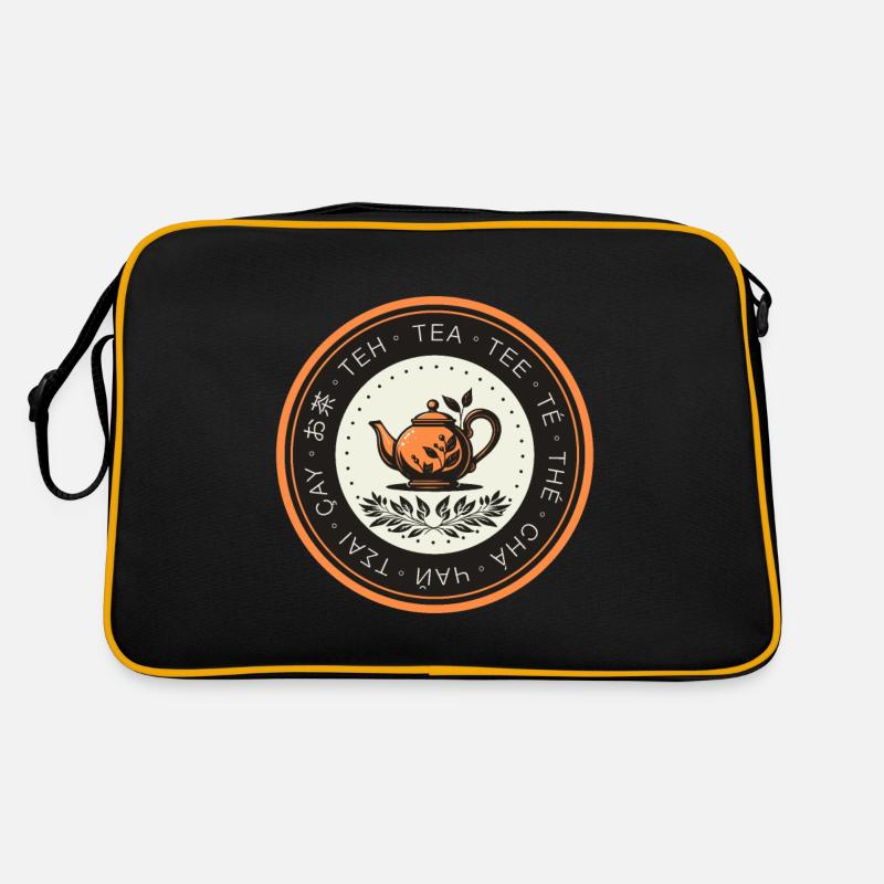 Tea Lover Badge - Retro Tasche - Schwarz/Gold