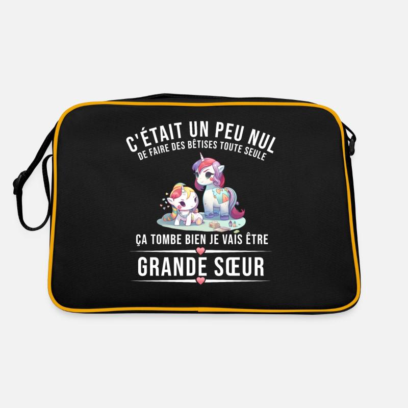 Ich werde eine ältere Schwester Einhorn Design Retro Tasche