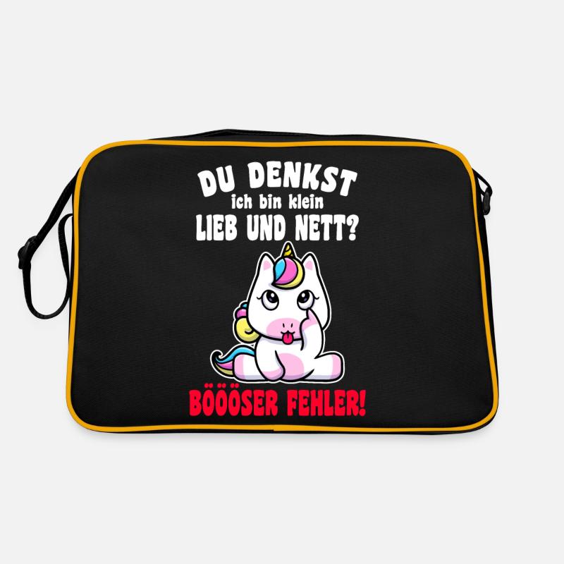 Du Denkst Ich Bin Klein Lieb Und Nett Einhorn Retro Tasche