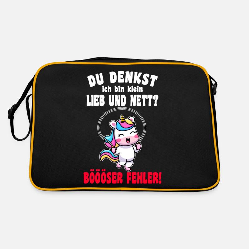 Du Denkst Ich Bin Klein Lieb Und Nett Einhorn Retro Tasche