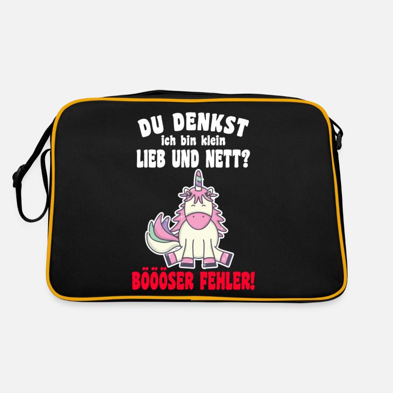 Du Denkst Ich Bin Klein Lieb Und Nett Einhorn Retro Tasche