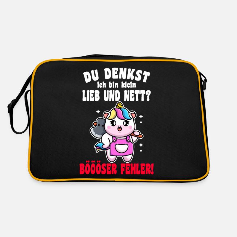 Du Denkst Ich Bin Klein Lieb Und Nett Einhorn Retro Tasche