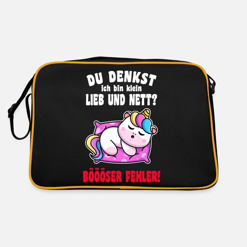 Du Denkst Ich Bin Klein Lieb Und Nett Einhorn Retro Tasche