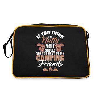 Nussige Campingfreunde Glamping Outdoor Witzig - Retro Tasche - Schwarz/Gold - Hinten