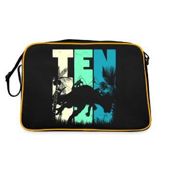 Pachycephalosaurus 10 Jahre Junge 10. Geburtstag - Retro Tasche - Schwarz/Gold - Hinten