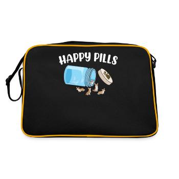 Pilules heureuses Corgi Drôle d’amoureux des chiens Humour Cool Pet - Sac Retro - noir/or - Dos